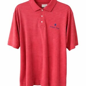 Cutter & Buck Mission Inn Striped Polo Shirt Men’s XL Pink Coral 100% Cotton
